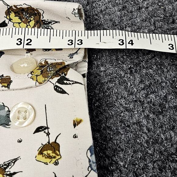 Duluth Trading Co Shirt 2XL XXL Cream Floral Hawaiian Button Up Long Sleeve - Picture 6 of 6